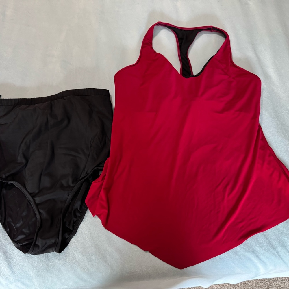 Miracle Suit Red and Black Tankini Set